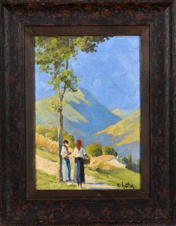 Hyppolite Marius Galy : Basque couple in the mountains