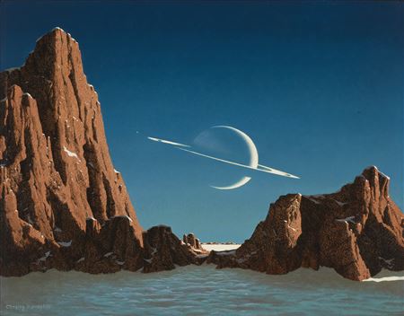 Chesley Knight Bonestell : SATURN AS SEEN FROM TITAN