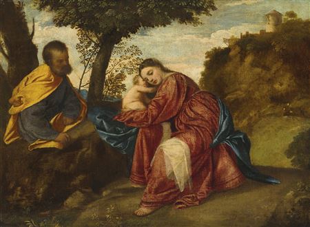 Tiziano (Vecelli/Vecellio) Titian : The Rest on the Flight into Egypt