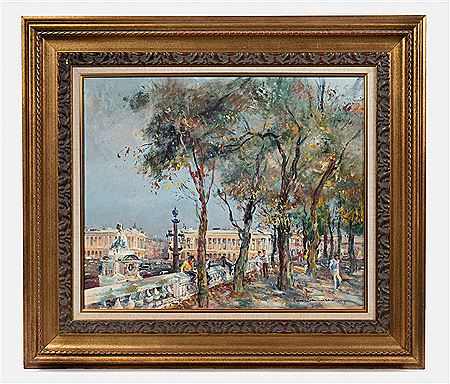 René Zimmermann : Paris, view of the Place de la Concorde from the Tuileries Gardens.