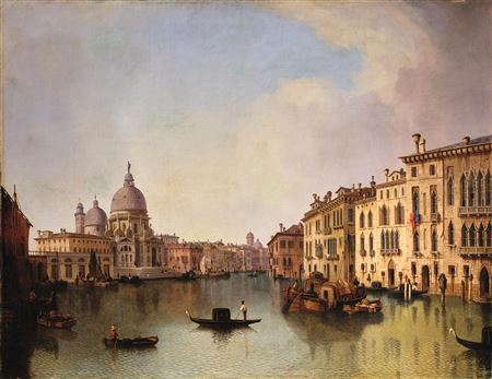 Ludwig Hermann : Venice, a View of Santa Maria della Salute from the Grand Canal