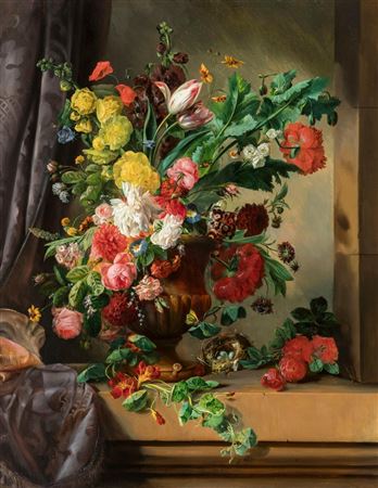 François Joseph Huygens : Still life with flowers