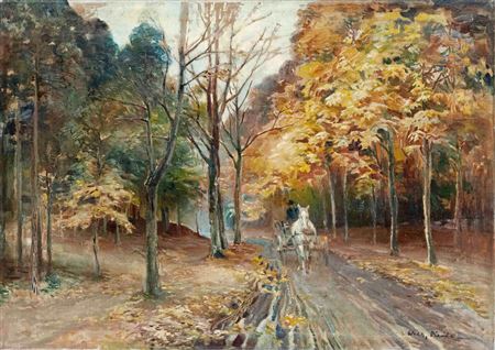 Wilhelm Vierke : Large wooded area with carriage