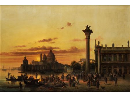 Josef Carl Berthold Puttner : VIEW OF THE PIAEZZTTA SAN MARCO TOWARDS THE PUNTA DELLA DOGANA