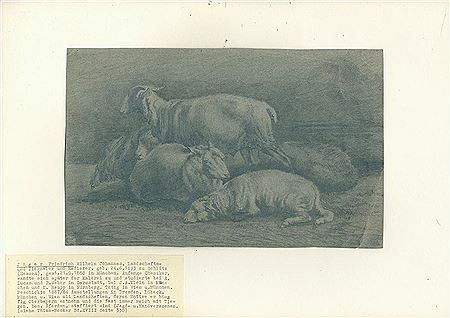 Fredrich Jager : Sheep in the stable. 1862