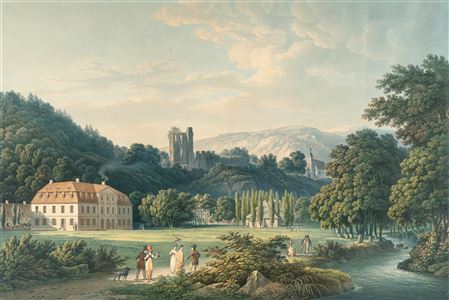 Christian Gottlob Hammer : Castle ruins, bathhouse and promenade of Tharandt