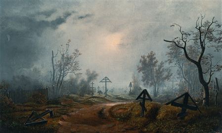 Julius Karl von Leypold : Foggy Russian graveyard