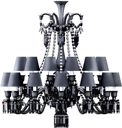 Philippe Starck : Baccarat Zenith Nud chandelier in black crystal with 24 lights by Philippe Starck