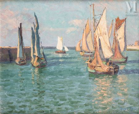 Rene Lienard Saint-Delis : Boats in Le Havre