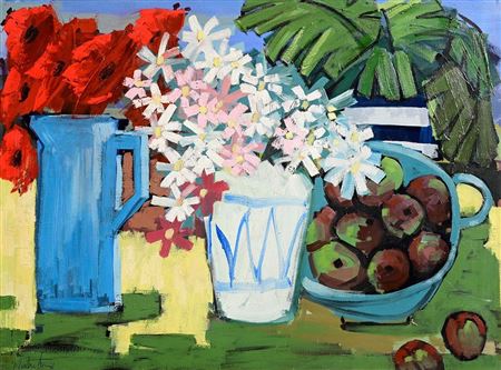 Martin Stone : Still Life - Blue Jug and Apples