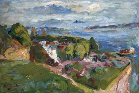 Hans Fahnle : Landscape at Lake Constance