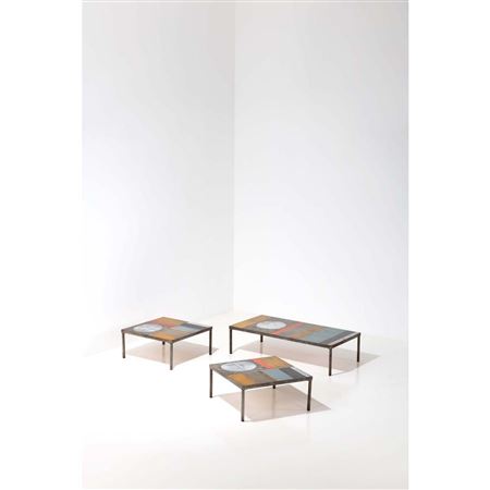 Roger Capron : Set of three 'Soleil' coffee tables (3)