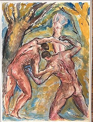 Romain Suzzoni : Study of a wrestler and female nude