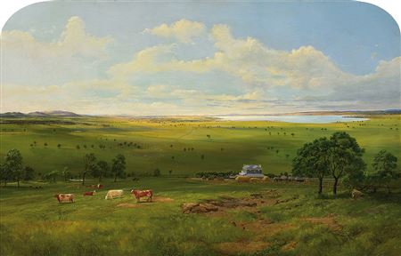 Nicholas Chevalier : Lake Colac and the Warrior's Hill, from Corangamorah 1863