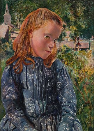 Léon (Baron) Frederic : Young Ardennaise Girl in a Blue Dress