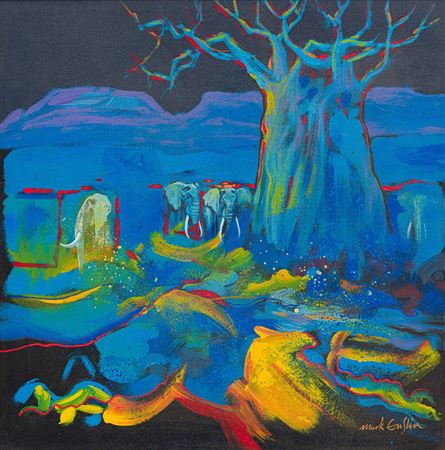 Mark Enslin : Baobab with Elephants