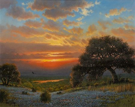 Larry Prellop : Bluebonnet Sunset with Eagle