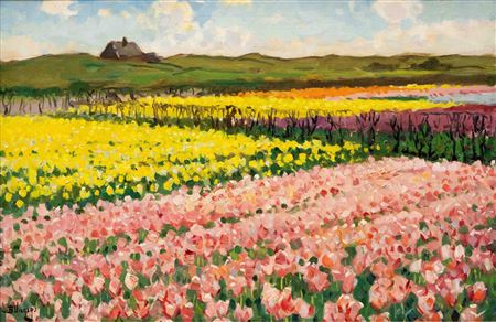 Bernardus Petrus (Ben) Viegers : Yellow and pink bulb fields