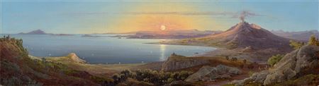 August Wilhelm Julius Ahlborn : VIEW OF NAPLES AND MOUNT VESUVIUS