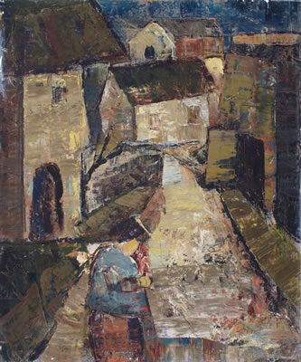 Howard Sewall : Townscape with Seated Figure