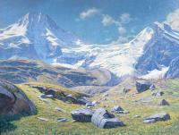 Jules Blancpain : Paysage alpin avec le Breithorn, Tschingelhorn et Breithorngletscher 1902