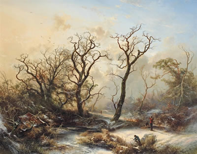 Pieter Lodewijk Francisco Kluyver : A winter landscape with ghostly trees