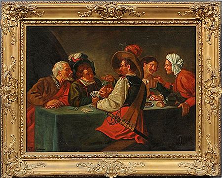 J Fraschini : CARD PLAYERS IN A TAVERN