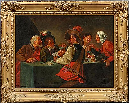 J Fraschini : CARD PLAYERS IN A TAVERN