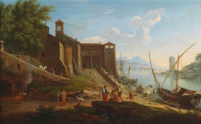 Jacob Heusch : The roman harbour Ripa Grande and an idealized view with the Sponda del Tevere (2)