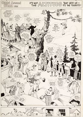 Dudley Fisher : Dudley Fisher Right Around Home Sunday Comic Strip Original Art dated 8-20-39 (King Features Syndicate, 1939)