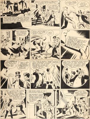 Jack Burnley : Jack Burnley and Charles Paris Batman Sunday Comic Strip #120 Original Art dated 2-17-46 (McClure Syndicate, 1946)