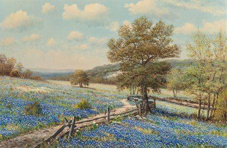 William Robert Thrasher : Fence Amongst the Bluebonnets