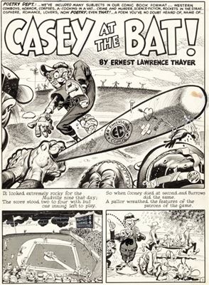 Jack Burton Davis : Jack Davis MAD #6 Complete 6-Page Story Casey at the Bat! Original Art (EC, 1953)