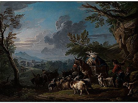 Francesco Giuseppe Casanova : SOUTHERN IDEAL LANDSCAPE WITH SHEPHERDS