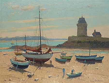 George Lambillotte : 'La plage de Saint Servan à marée basse'.