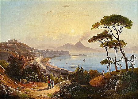 August Wilhelm Julius Ahlborn : View of the Gulf of Naples