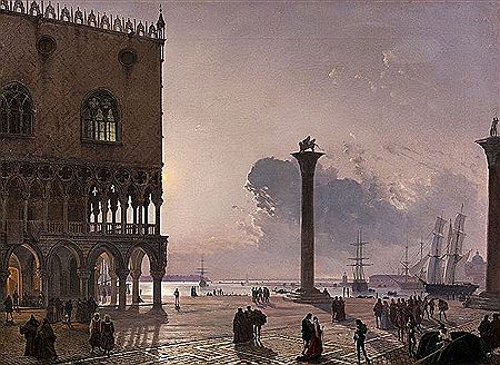 Friedrich Nerly I : The Piazzetta di San Marco by Moonlight