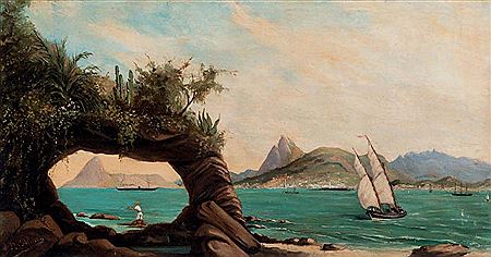 Oscar Pereira Silva : Vue de la baie de Rio de Janeiro, Brésil