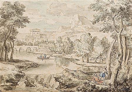 Abraham Genoels : Paire de paysages classiques animés(2)