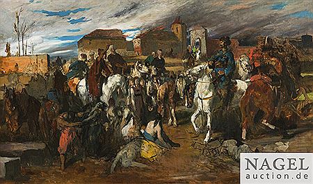 Otto Faber du Faur : Cossacks on horseback with a group of captives.