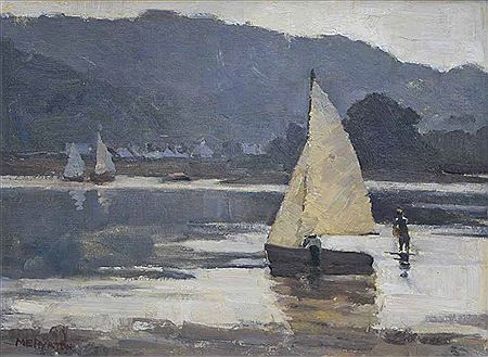 Millicent Emily Ayrton : Coastal scene with figures and boats