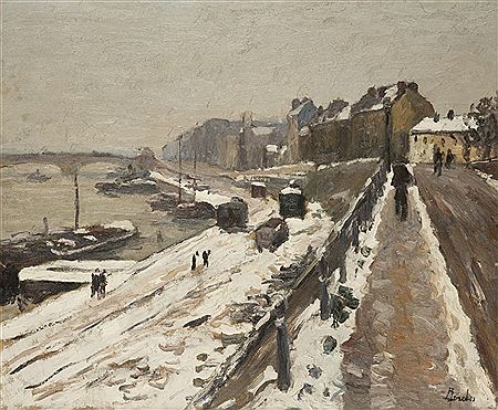 Leonard Bordes : Rouen, les quais sous la neige