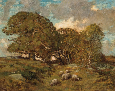 Allen Talcott : Landscape with Sheep Grazing