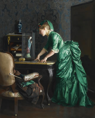 William McGregor Paxton : 1875 (THE GREEN DRESS)