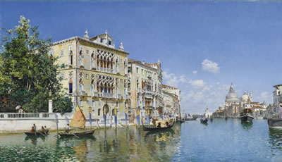 Federico Del Campo : A VIEW OF THE GRAND CANAL WITH THE PALAZZO CAVALLI-FRANCHETTI