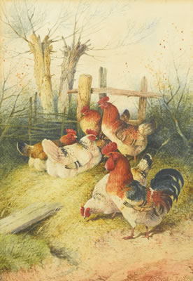 Frederick E Valter : A CORNER OF THE FARMYARD