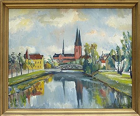 Harry Sahlin : Uppsala Domkyrka och Fyrisån