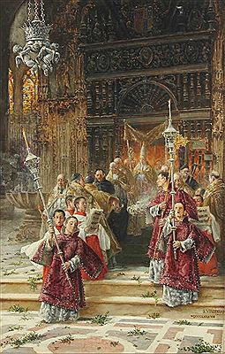 Salvador Viniegra Y Lasso : 'procession in a church'