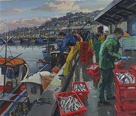 Bernard Evans : ‘Landing Mackerel’ – Newlyn