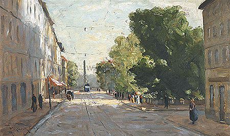 Joseph Muhlbeck : Münchner Straßenszene.